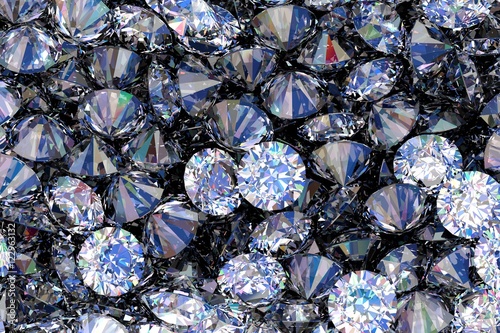 Shining diamonds as background 3D illustration
