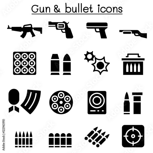 Gun & Bullet icon set