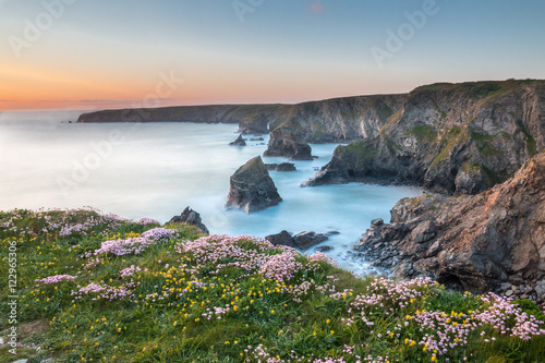 Bedruthan Steps with thrift out photo