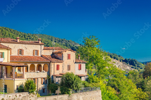 perched houses on ancient fortified ramparts