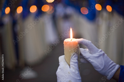 Penitents bearing candles, Holy Week 2008, Seville, Spain