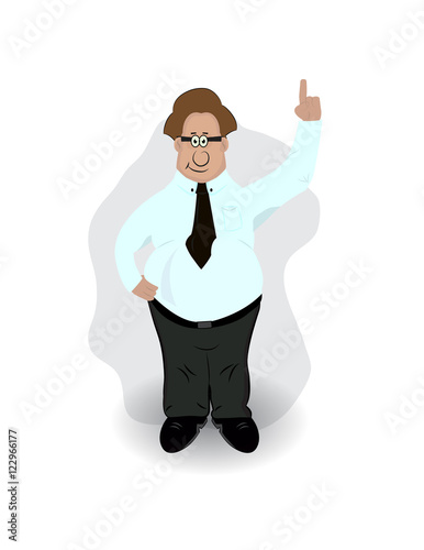 cartoon big fat boss pointing up isolated