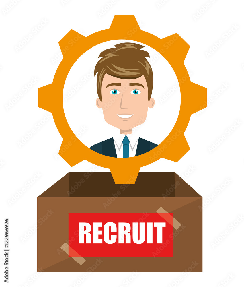 avatar man recruit inside a box. human resource theme. colorful design. vector illustration avatar man recruit inside a box. human resource theme. colorful design. vector illustration