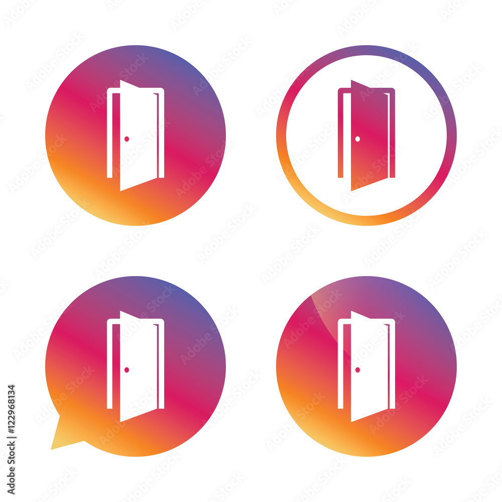 Door sign icon. Enter or exit symbol. Door sign icon. Enter or exit symbol.