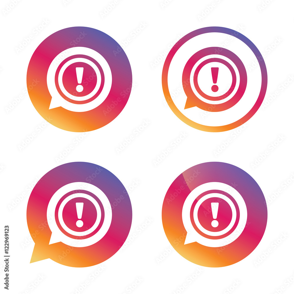 Exclamation mark sign icon. Attention symbol. Exclamation mark sign icon. Attention symbol.