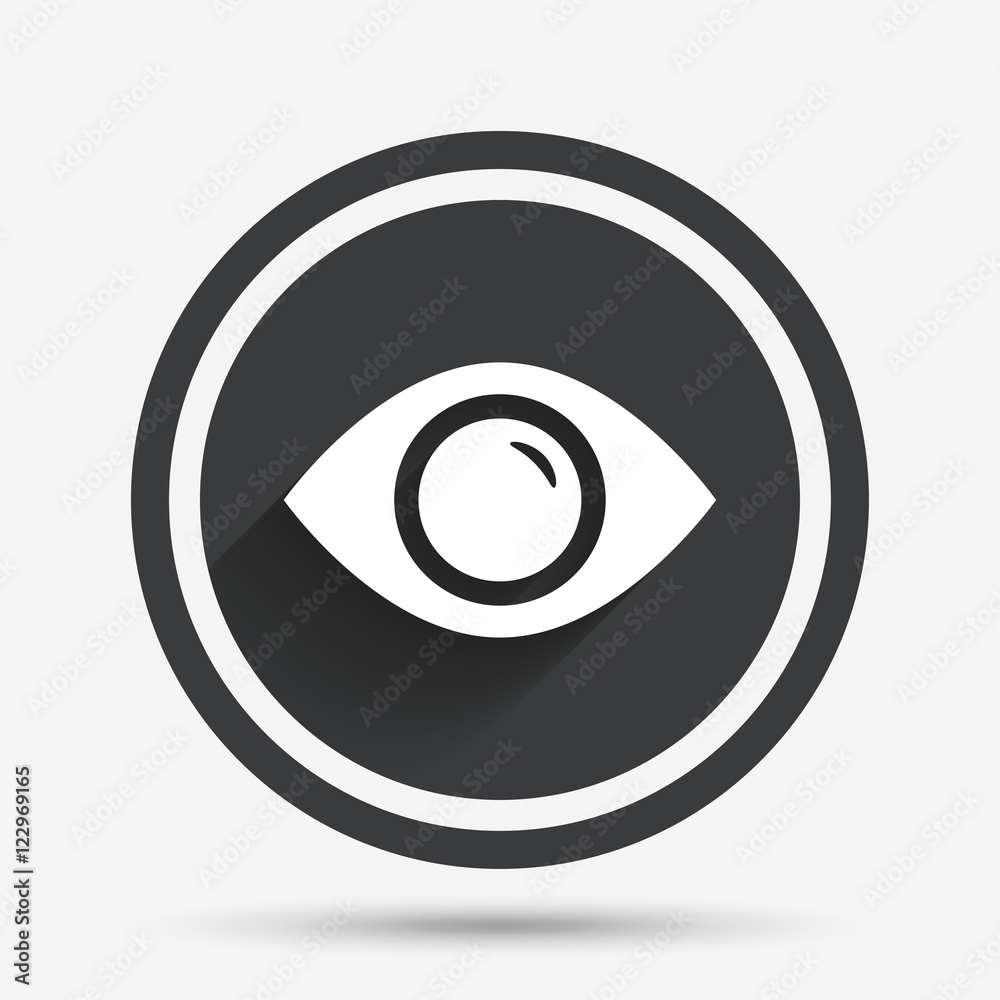 Eye sign icon. Publish content button. Eye sign icon. Publish content button.