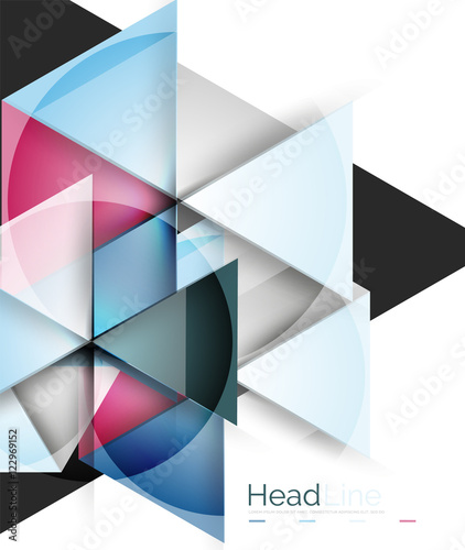 Colorful triangles on white background