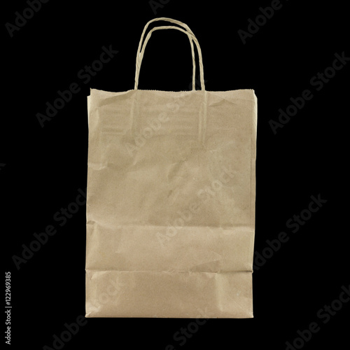 bag paper isolated on black background.