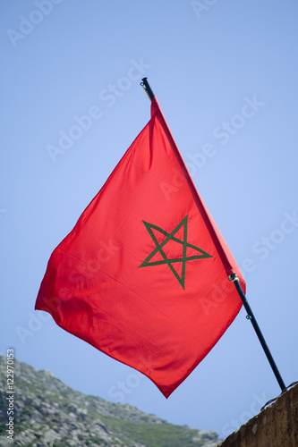 The Moroccan flag, Chefchaouen. photo