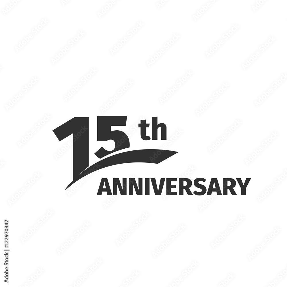 Isolated abstract black 15th anniversary logo on white background. 15 number logotype. Fifteen years jubilee celebration icon. Fifteenth birthday emblem. Vector anniversary illustration. Isolated abstract black 15th anniversary logo on white background. 15 number logotype. Fifteen years jubilee celebration icon. Fifteenth birthday emblem. Vector anniversary illustration.