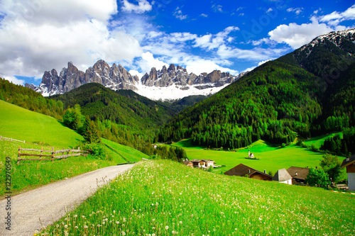 Dolomites mountains - Alpine countryside. North Italy