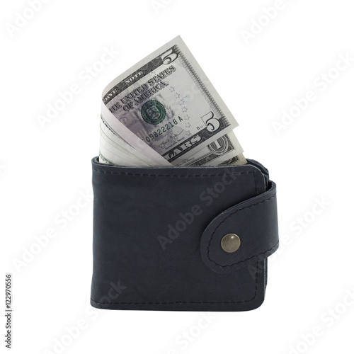 Money in wallet isolated on white background