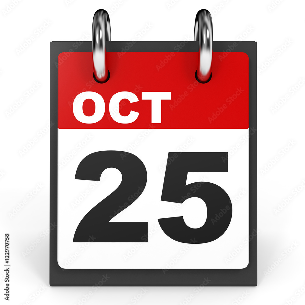 October 25. Calendar on white background. October 25. Calendar on white background.