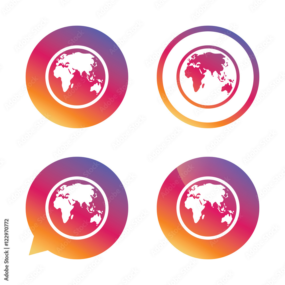 Globe sign icon. World map geography symbol. Globe sign icon. World map geography symbol.