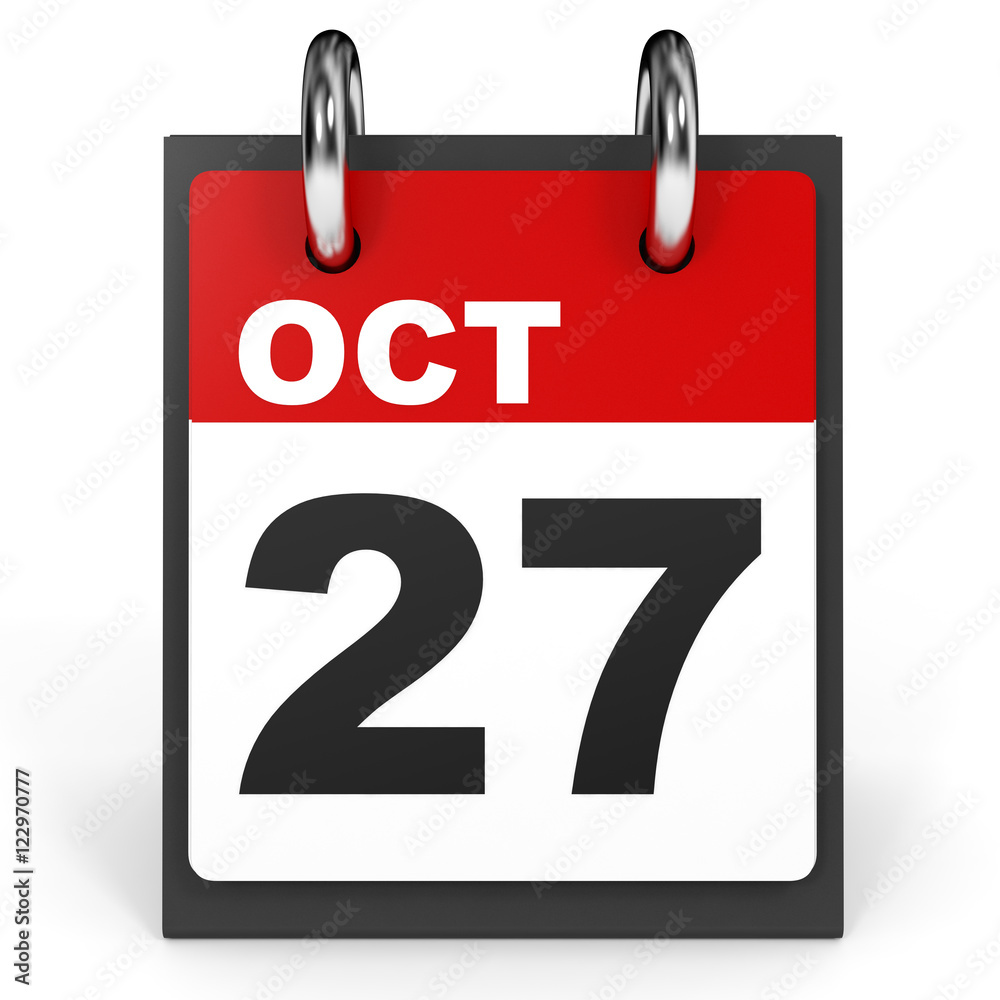 October 27. Calendar on white background. October 27. Calendar on white background.