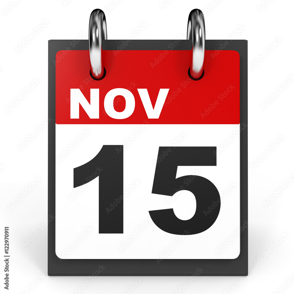 November 15. Calendar on white background. November 15. Calendar on white background.
