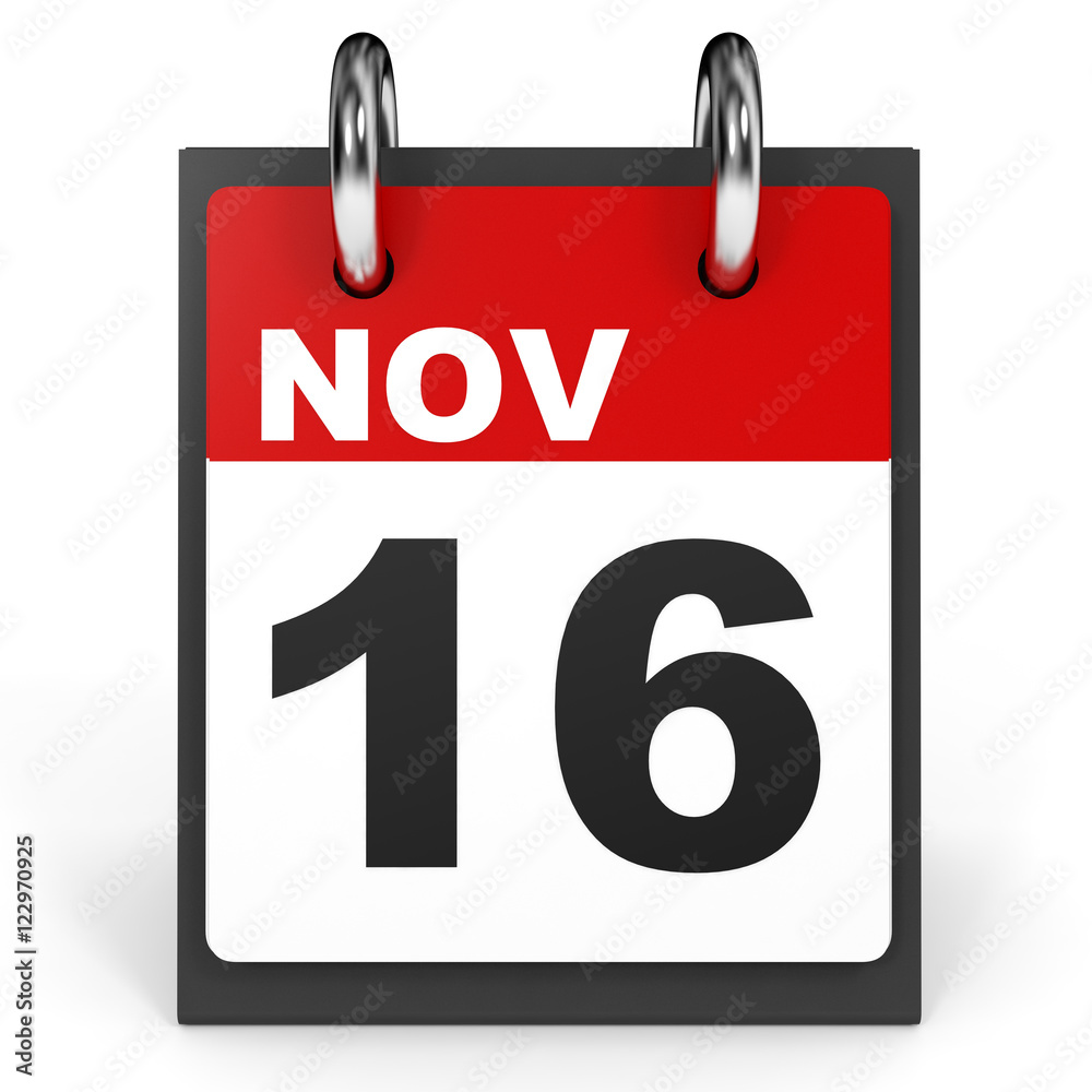 November 16. Calendar on white background. November 16. Calendar on white background.