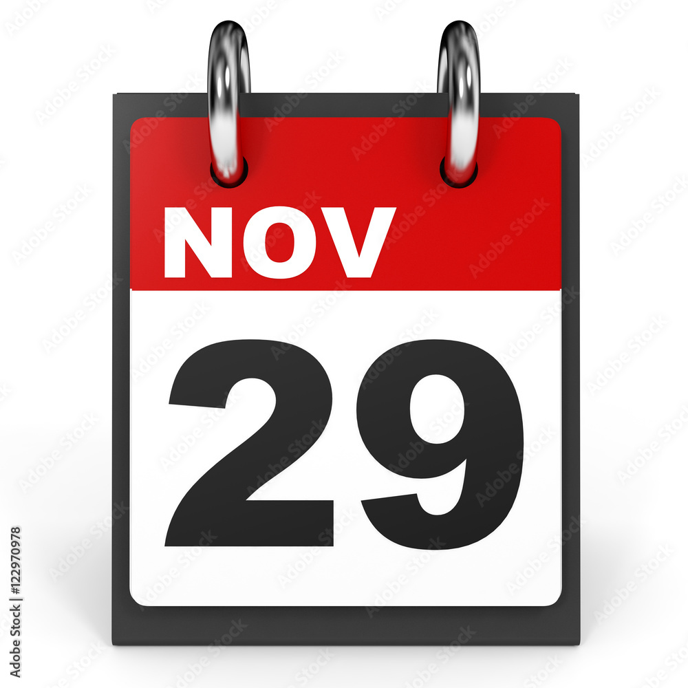 November 29. Calendar on white background. November 29. Calendar on white background.