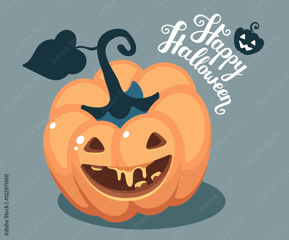 Fototapeta premium Vector halloween illustration of top view decorative orange pump