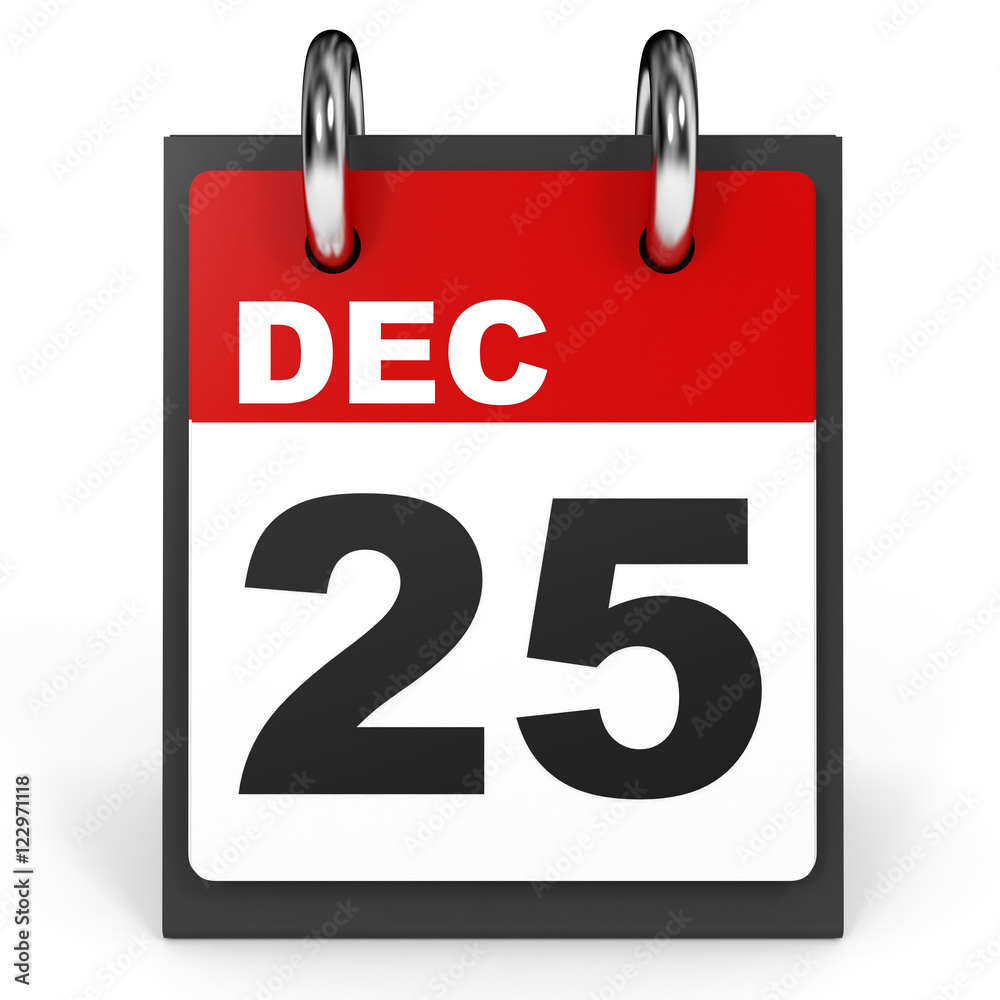 December 25. Calendar on white background. December 25. Calendar on white background.