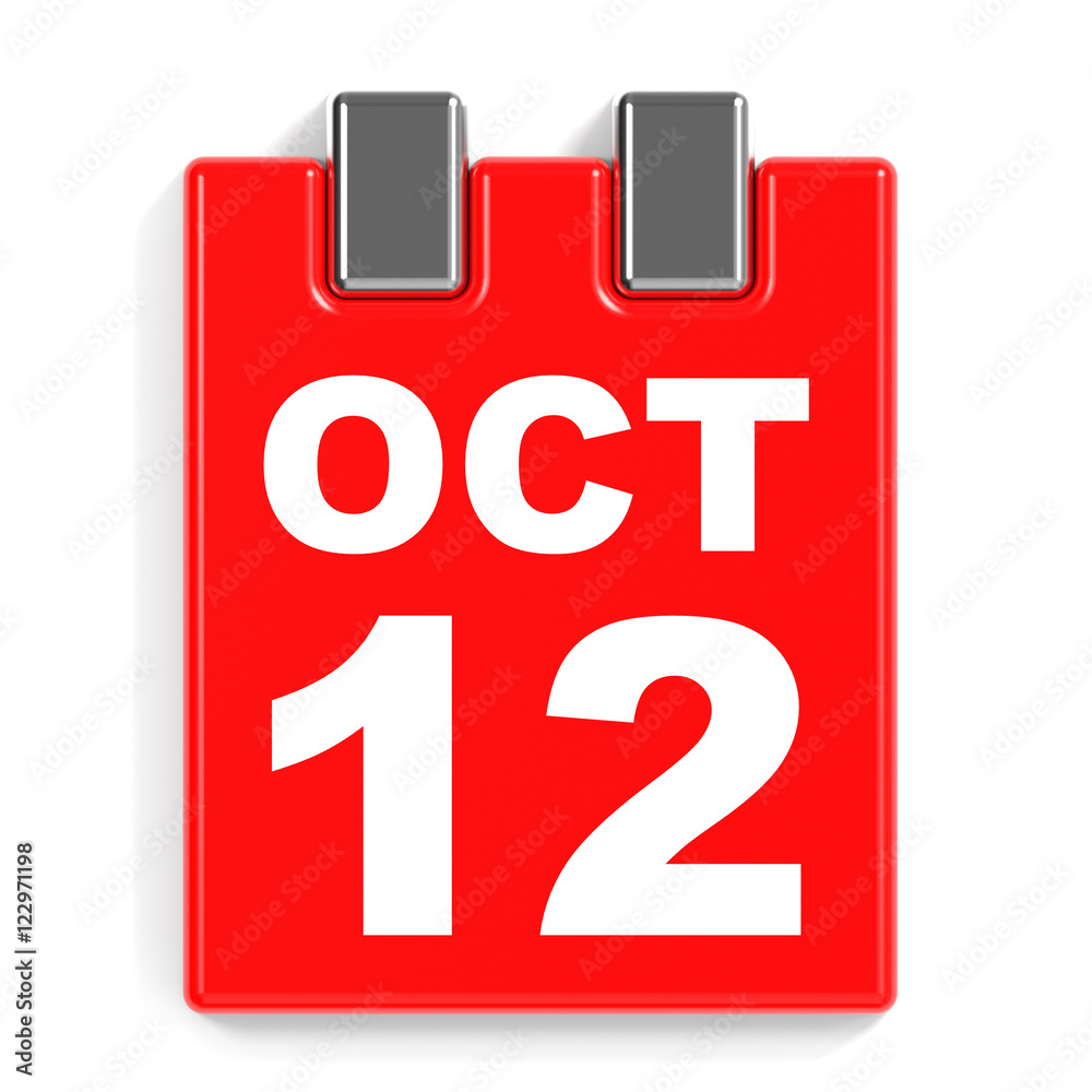 October 12. Calendar on white background. October 12. Calendar on white background.
