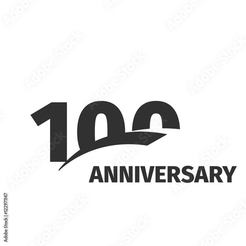 Isolated abstract black 100th anniversary logo on white background. 100 number logotype. One hundred years jubilee celebration icon. One-hundredth birthday emblem. Vector anniversary illustration.