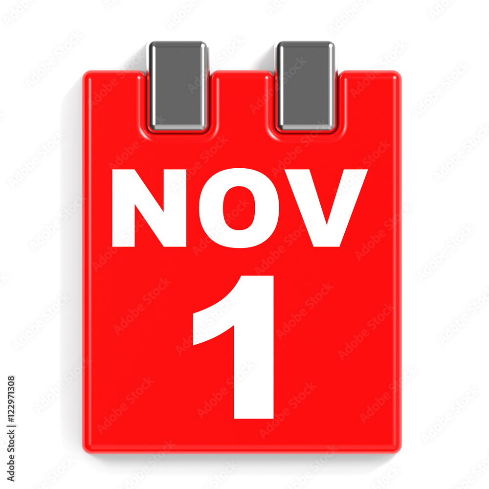 November 1. Calendar on white background. November 1. Calendar on white background.