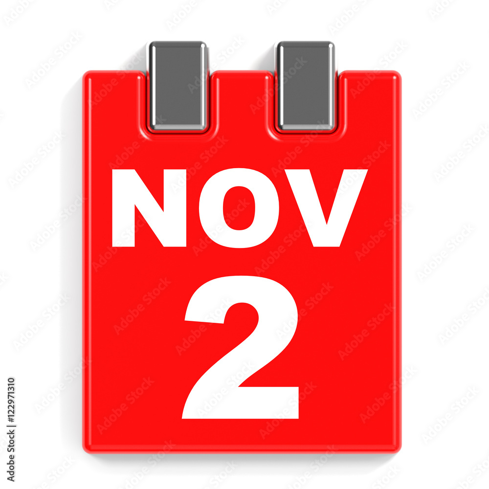 November 2. Calendar on white background. November 2. Calendar on white background.
