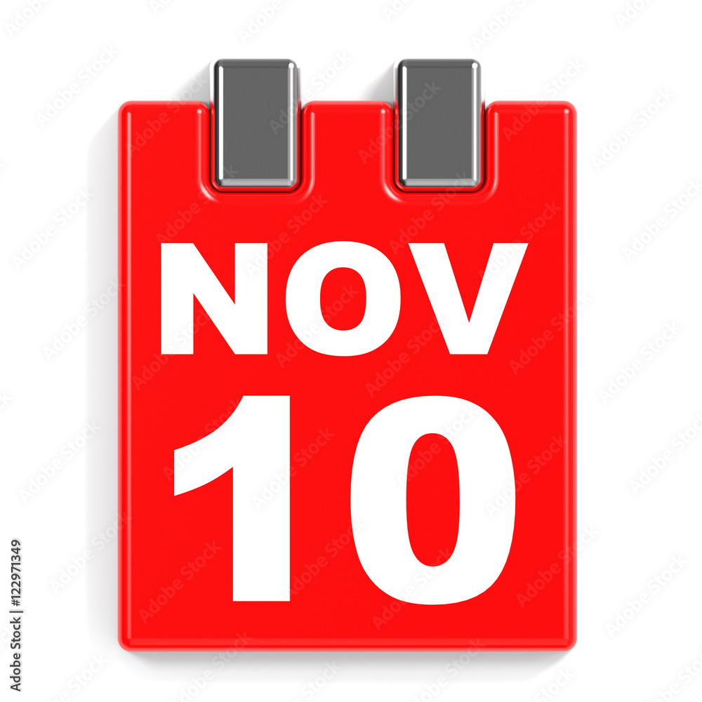 November 10. Calendar on white background. November 10. Calendar on white background.
