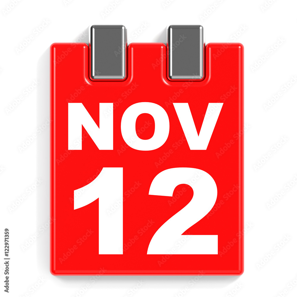 November 12. Calendar on white background. November 12. Calendar on white background.