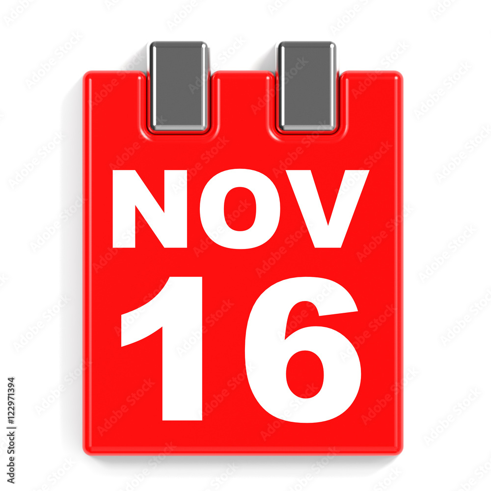 November 16. Calendar on white background. November 16. Calendar on white background.