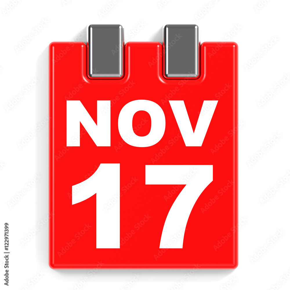 November 17. Calendar on white background.