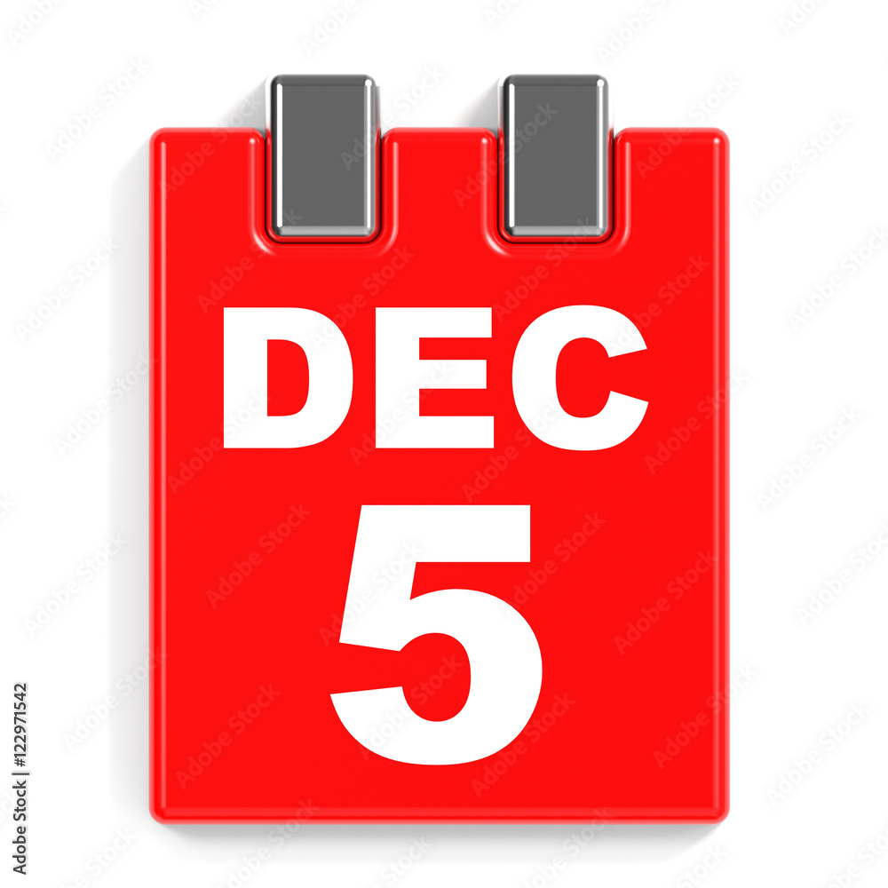 December 5. Calendar on white background. December 5. Calendar on white background.