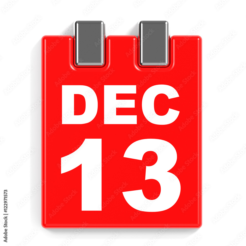 December 13. Calendar on white background. December 13. Calendar on white background.