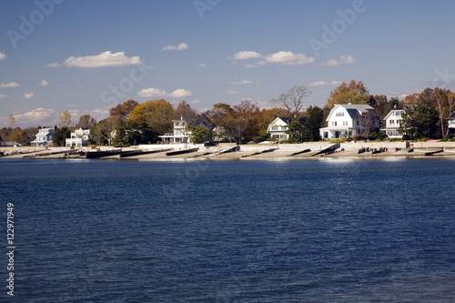 Houses by the sea near Compo Beach, CT, USA