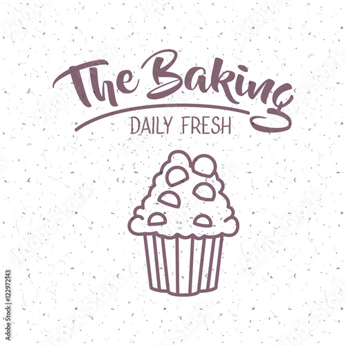 Cupcake muffin icon. Bakery food daily and fresh theme. White and texture background. Vector illustration