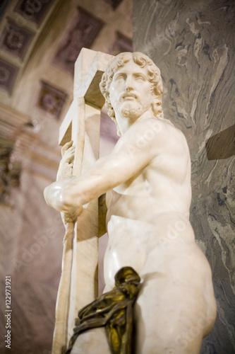 Canvas Print The Redeemer sculpture, by Michelangelo, Santa Maria Sopra Minerva Basilica, Rom