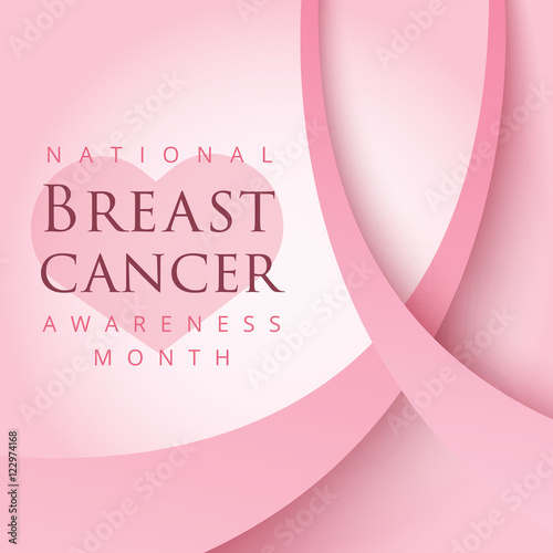 Pink ribbon symbol for national breast cancer awareness month in