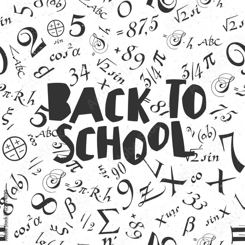 Back to school poster design with seamless numbers pattern backg