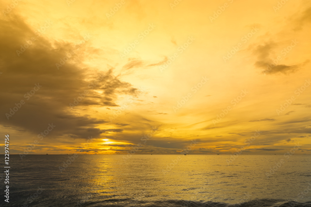 Fototapeta premium abstract sunset scene on the sea with orange filter