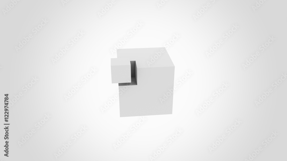 Abstract grey cube assembling. Missing part concept. 3D rendering Abstract grey cube assembling. Missing part concept. 3D rendering