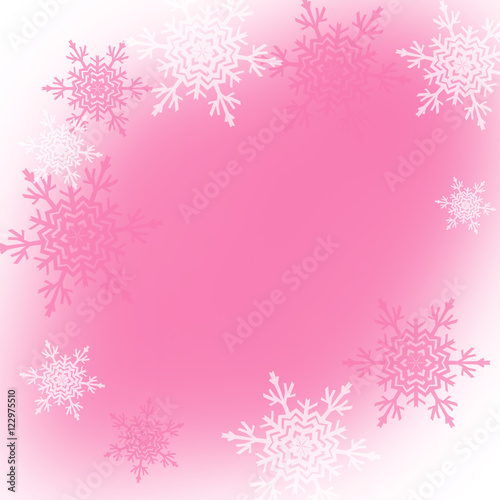 White snowflakes,christmas pattern on the pink background