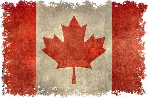 Flag of Canada with distressed grungy textures and edges