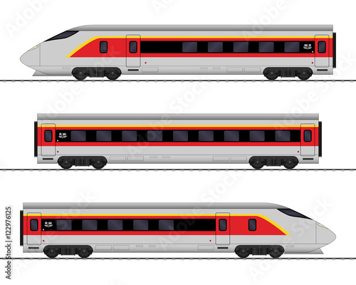 Passenger express train. Railway carriage. vector