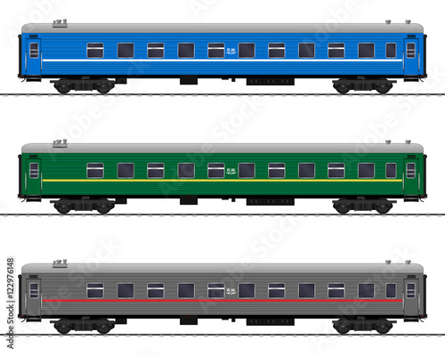 Passenger train cars. Railway carriage. vector