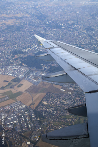 Outskirts of Paris from a plane arriving in Orly airport