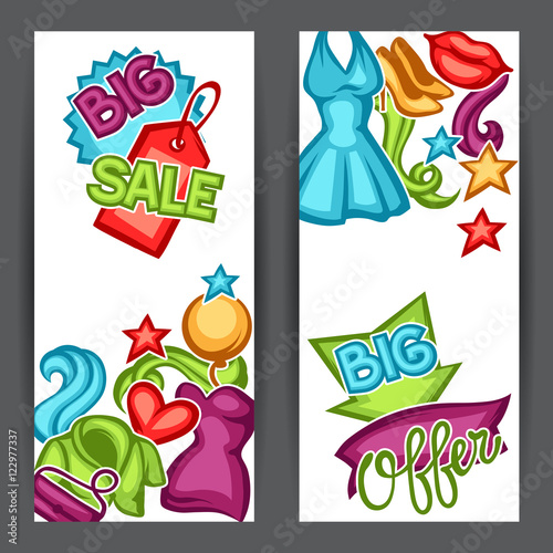 Sale banners with female clothing and accessories