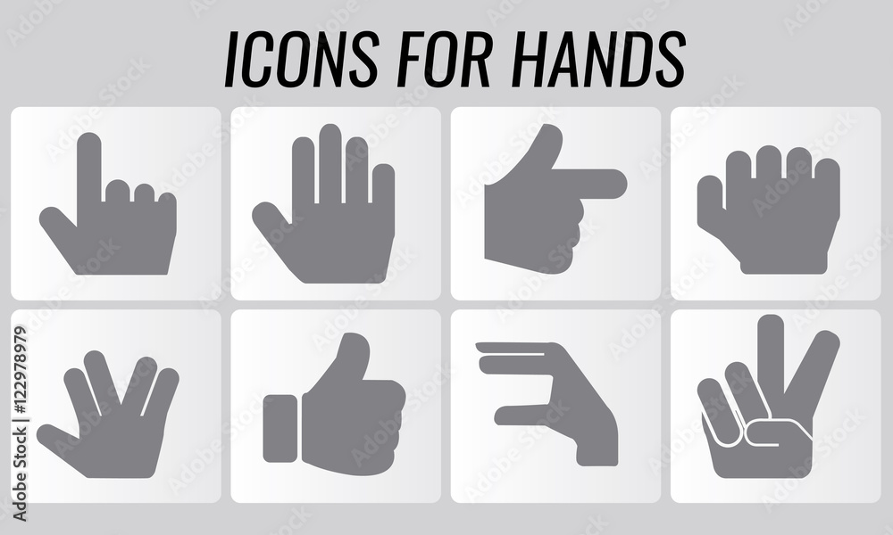 Illustrated vector symbol shaped hands icons set Illustrated vector symbol shaped hands icons set