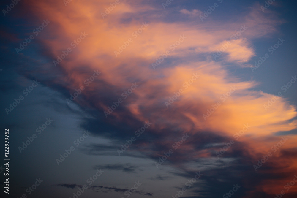 blue and pink sunset sky