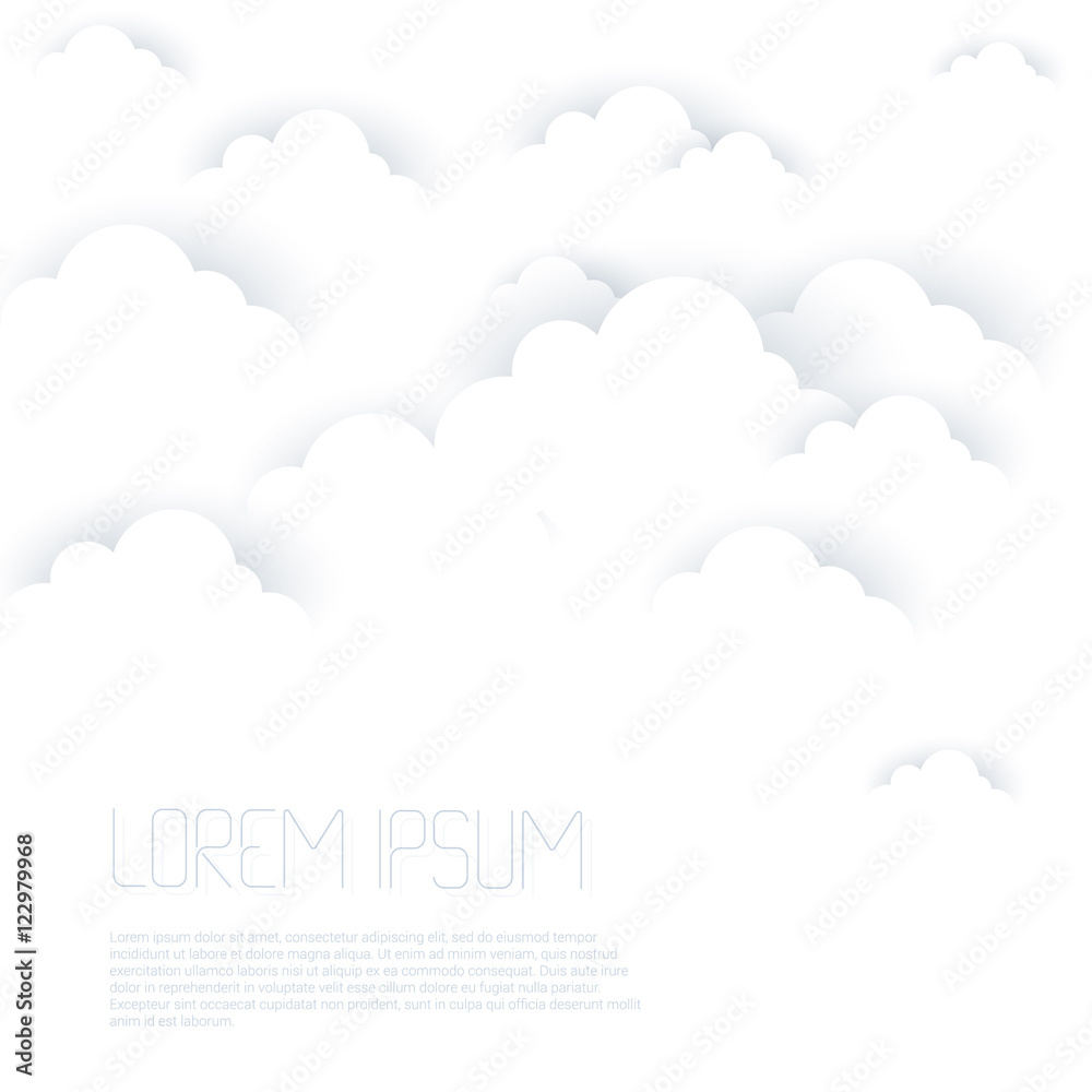 Fototapeta premium Vector white clouds on white background.